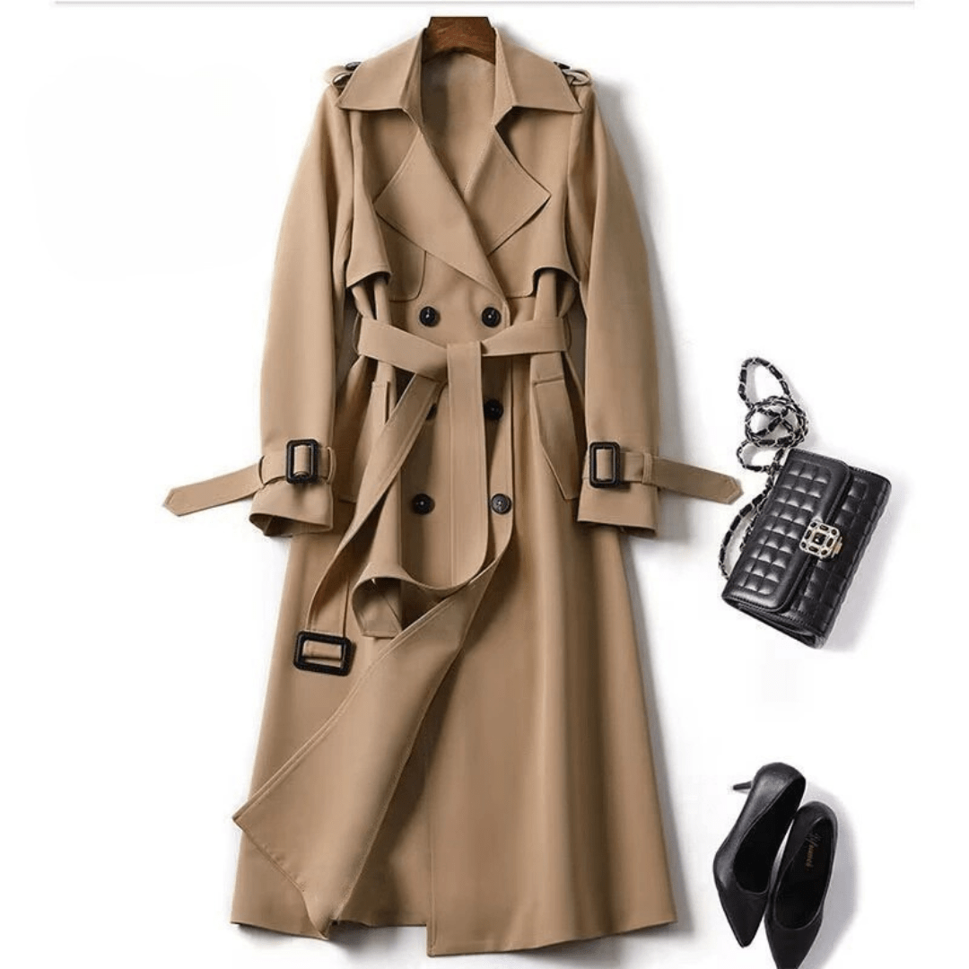 Womens Mid Length Trench Coat Spring Autumn New Korean Style Plus Size For Petite Trendy British Style Over The Knee Coat