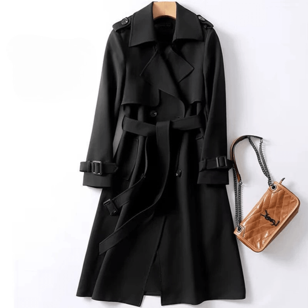 Womens Mid Length Trench Coat Spring Autumn New Korean Style Plus Size For Petite Trendy British Style Over The Knee Coat