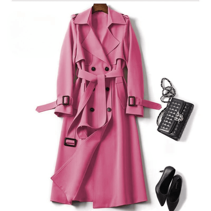 Womens Mid Length Trench Coat Spring Autumn New Korean Style Plus Size For Petite Trendy British Style Over The Knee Coat