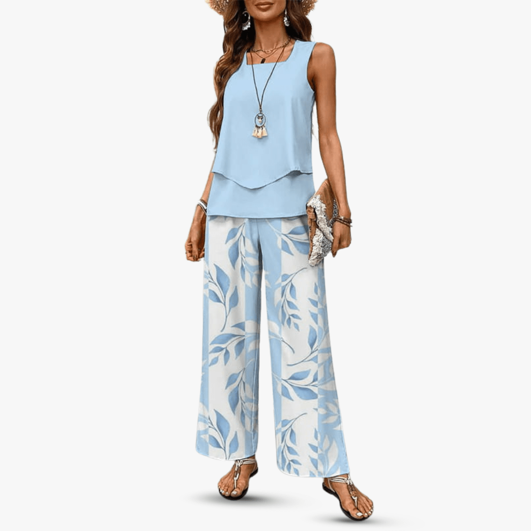 Lina Premium Two Piece Set with Sleeveless Top and Pants