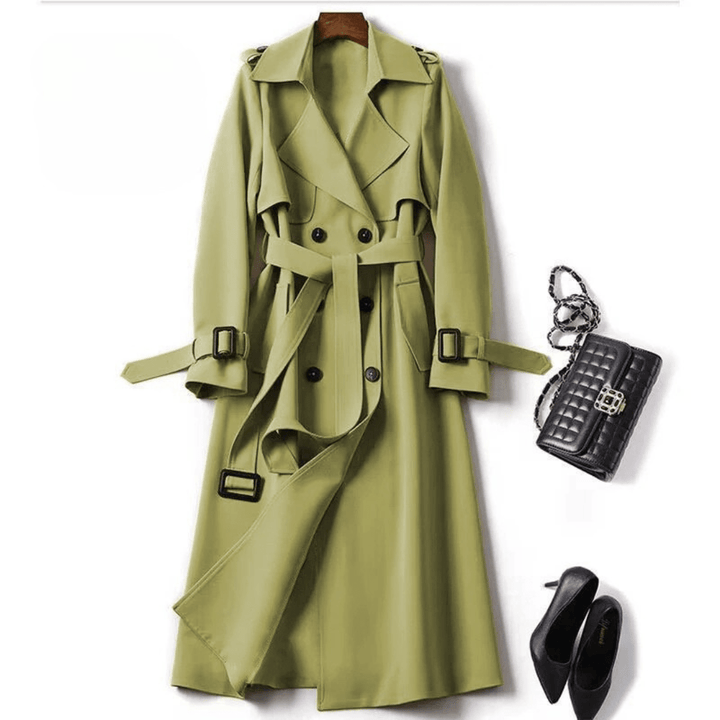Womens Mid Length Trench Coat Spring Autumn New Korean Style Plus Size For Petite Trendy British Style Over The Knee Coat