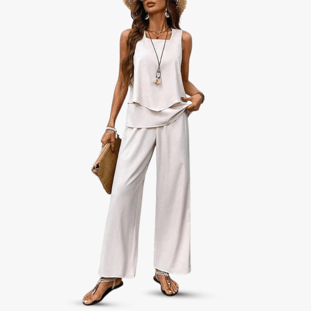 Lina Premium Two Piece Set with Sleeveless Top and Pants