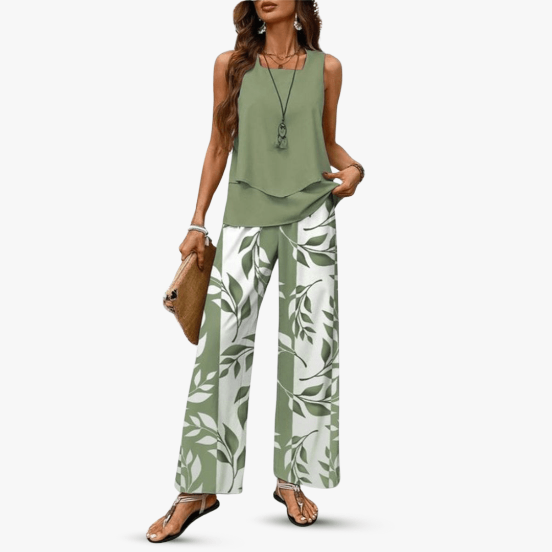 Lina Premium Two Piece Set with Sleeveless Top and Pants
