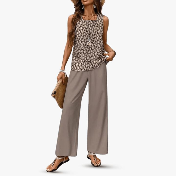 Lina Premium Two Piece Set with Sleeveless Top and Pants