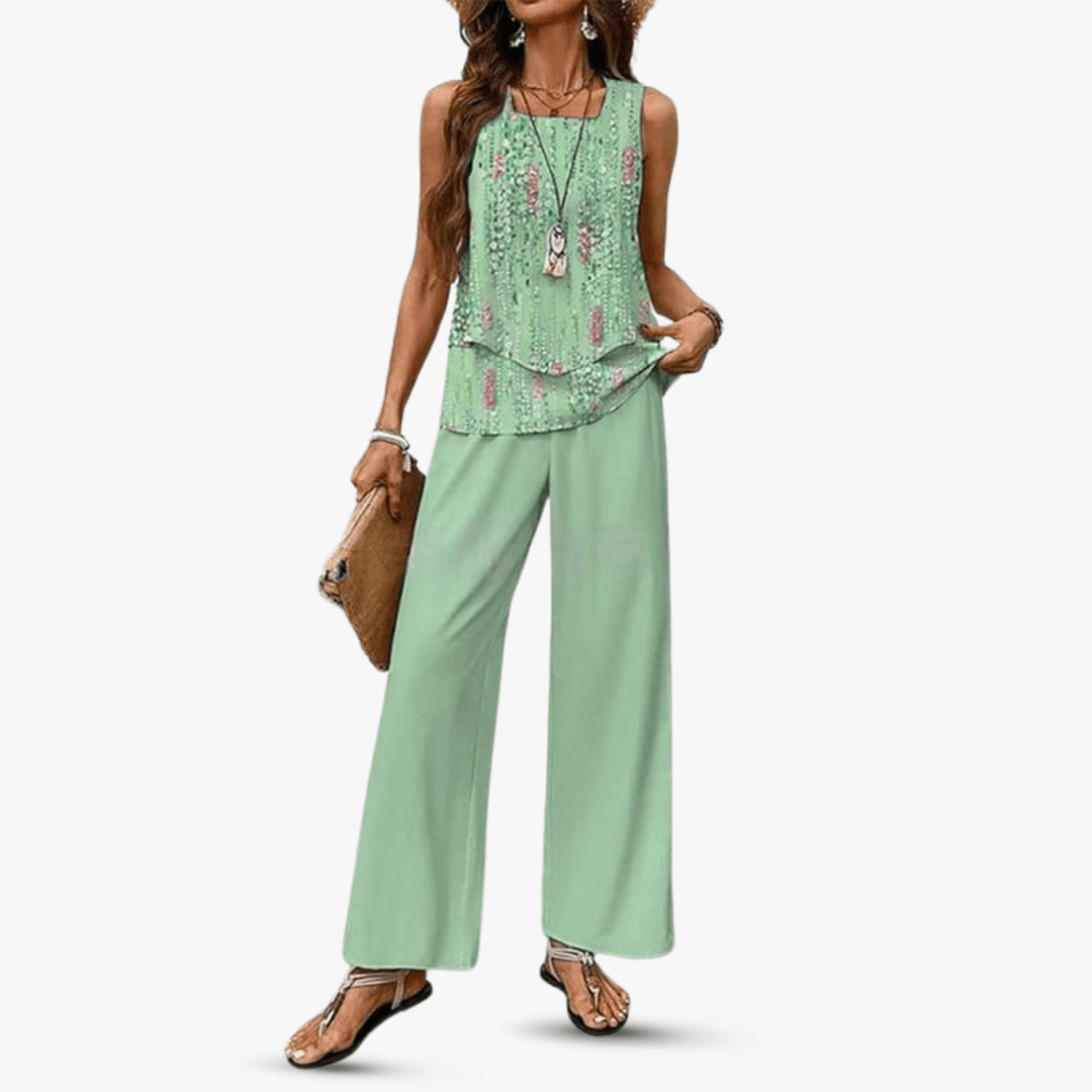 Lina Premium Two Piece Set with Sleeveless Top and Pants