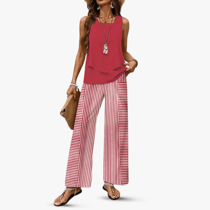 Lina Premium Two Piece Set with Sleeveless Top and Pants