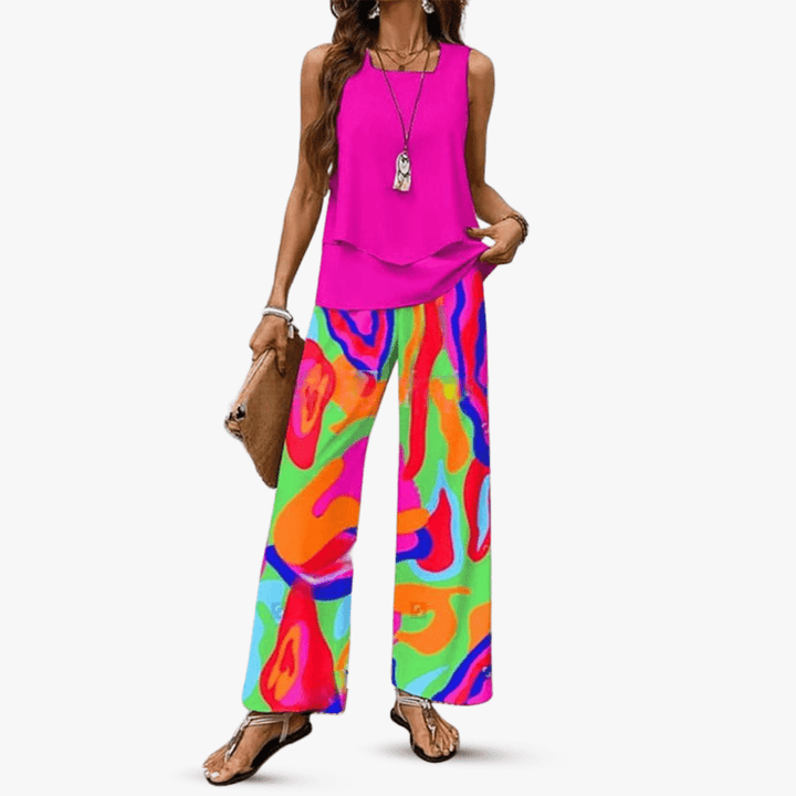 Lina Premium Two Piece Set with Sleeveless Top and Pants