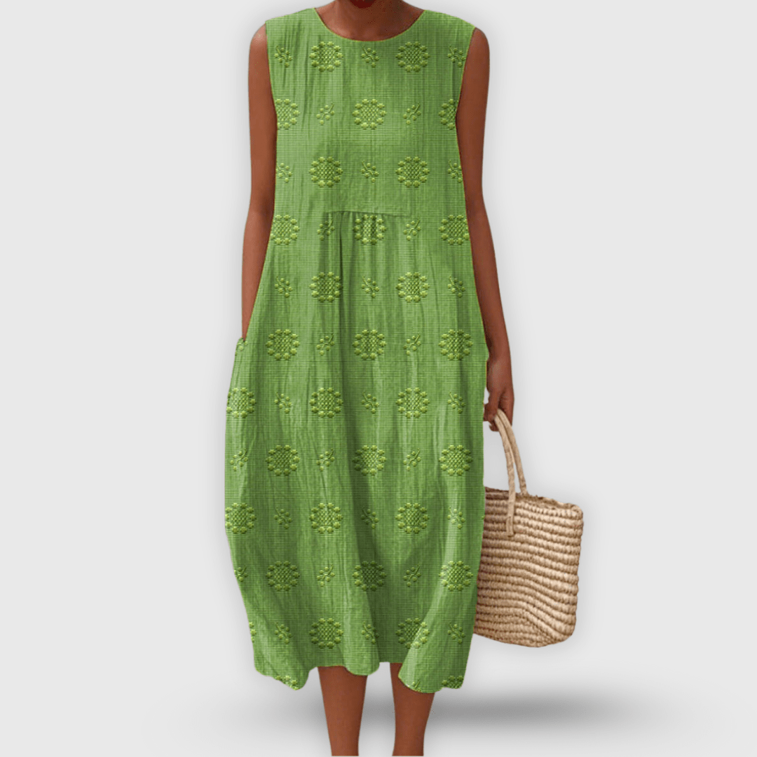 Kira Elegant Sleeveless Cotton Dress With Pockets