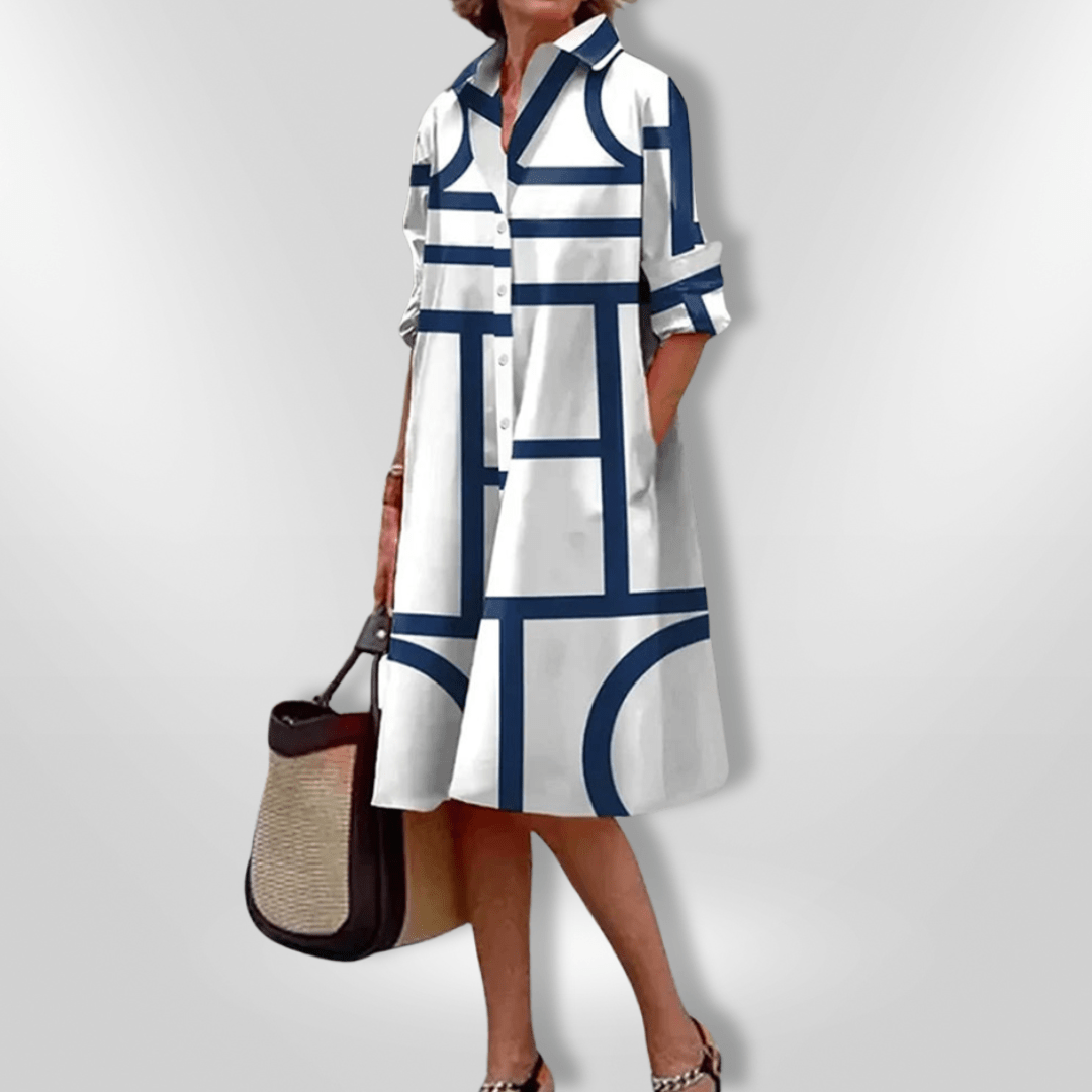 Helena Midi Dress with Geometric Pattern