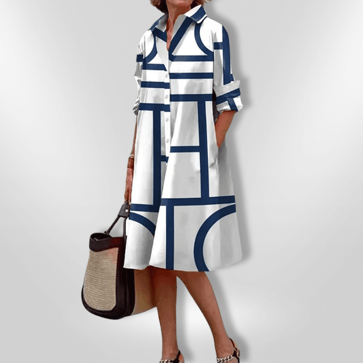 Helena Midi Dress with Geometric Pattern