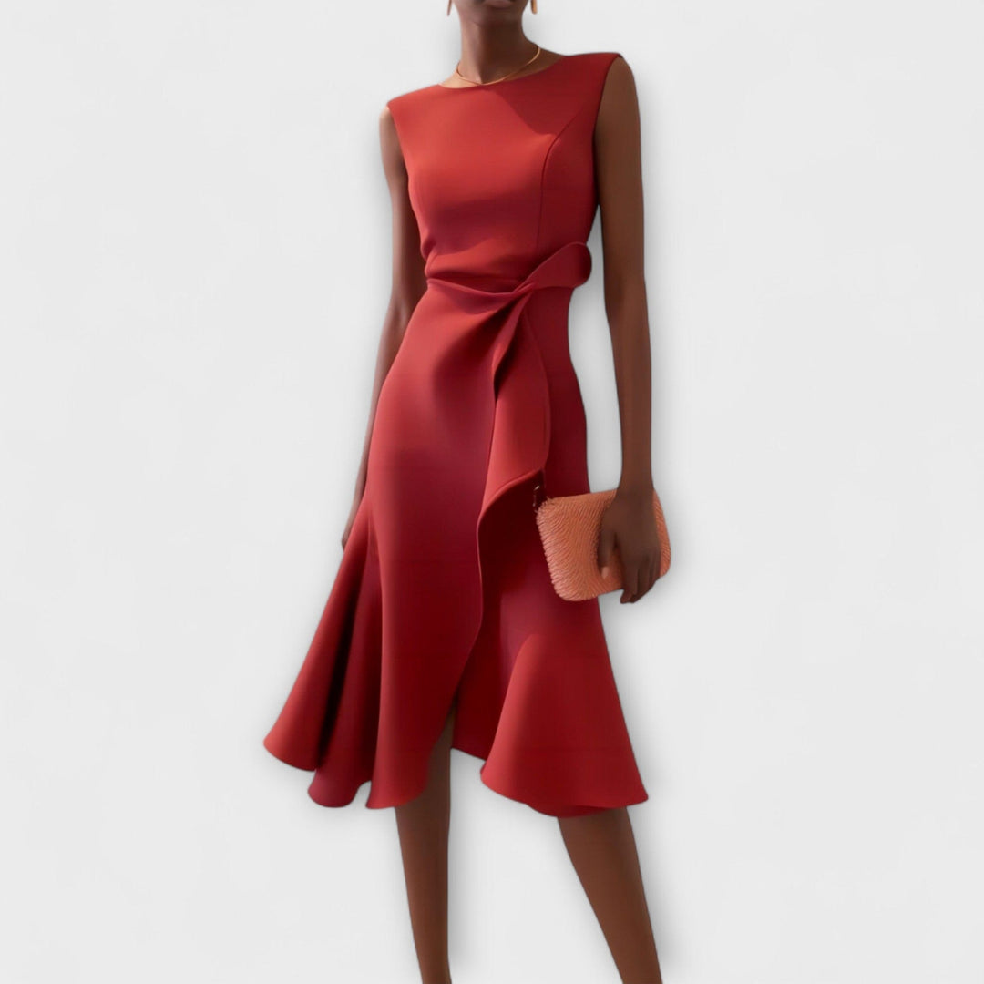 Juliette Draped Asymmetric Midi Dress
