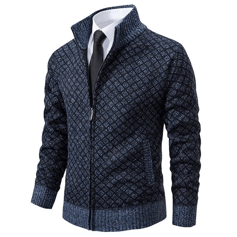 Windsor Diamond-Knit Zip Cardigan