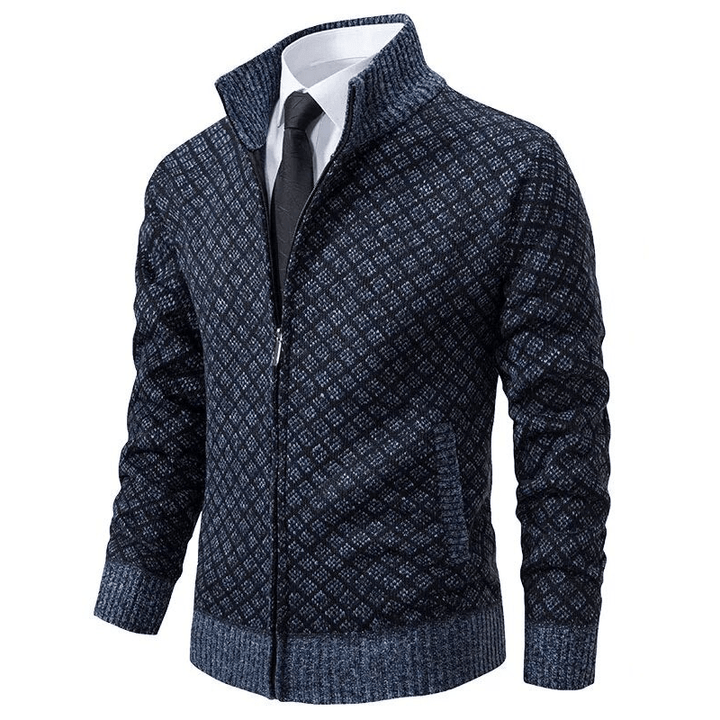 Windsor Diamond-Knit Zip Cardigan