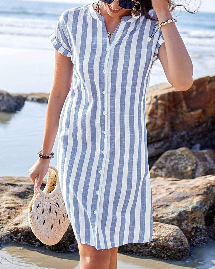Martine Elegant Striped Shirt Dress