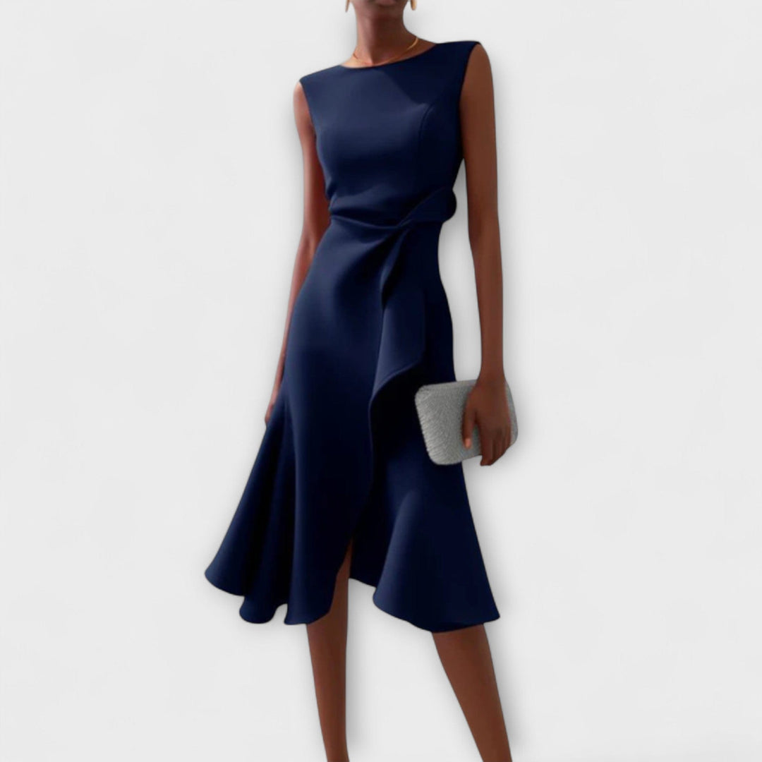 Juliette Draped Asymmetric Midi Dress