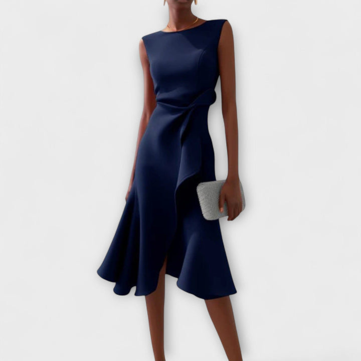 Juliette Draped Asymmetric Midi Dress