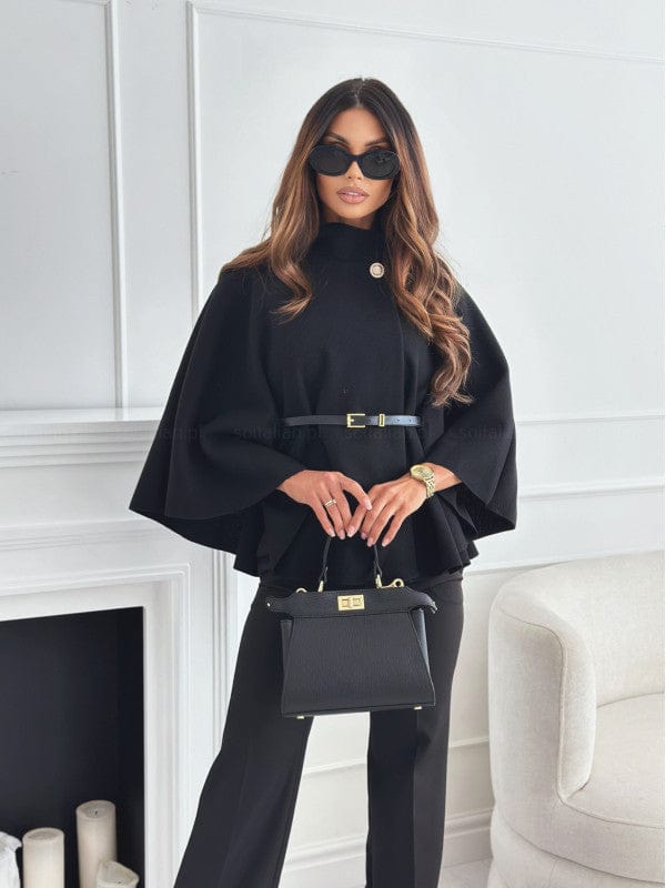 Aurelia Button-Neck Cape