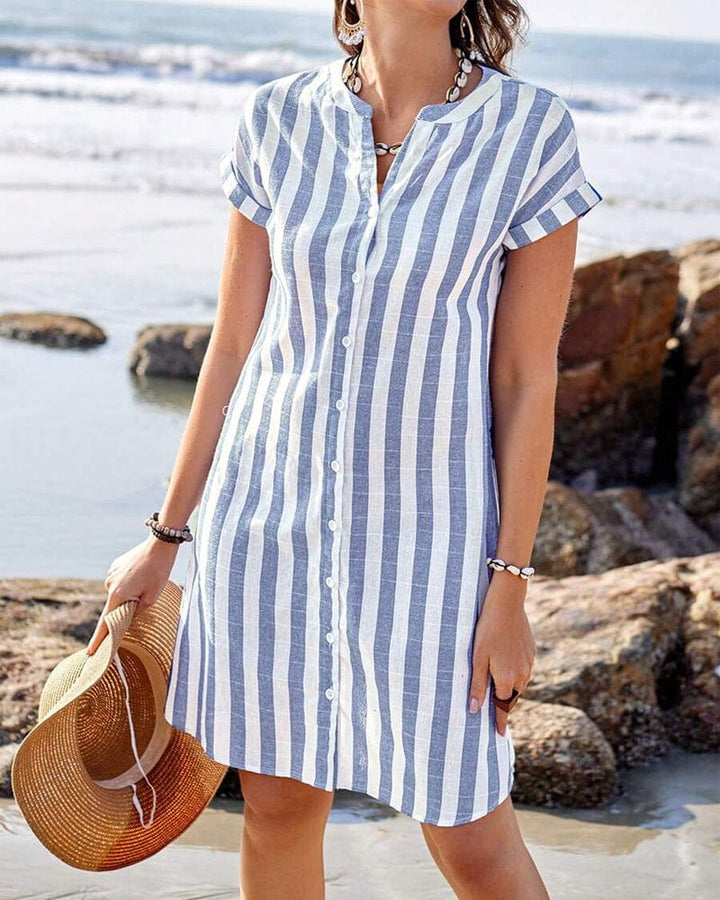 Martine Elegant Striped Shirt Dress
