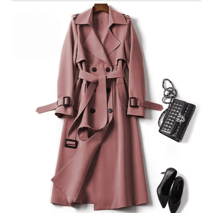Womens Mid Length Trench Coat Spring Autumn New Korean Style Plus Size For Petite Trendy British Style Over The Knee Coat