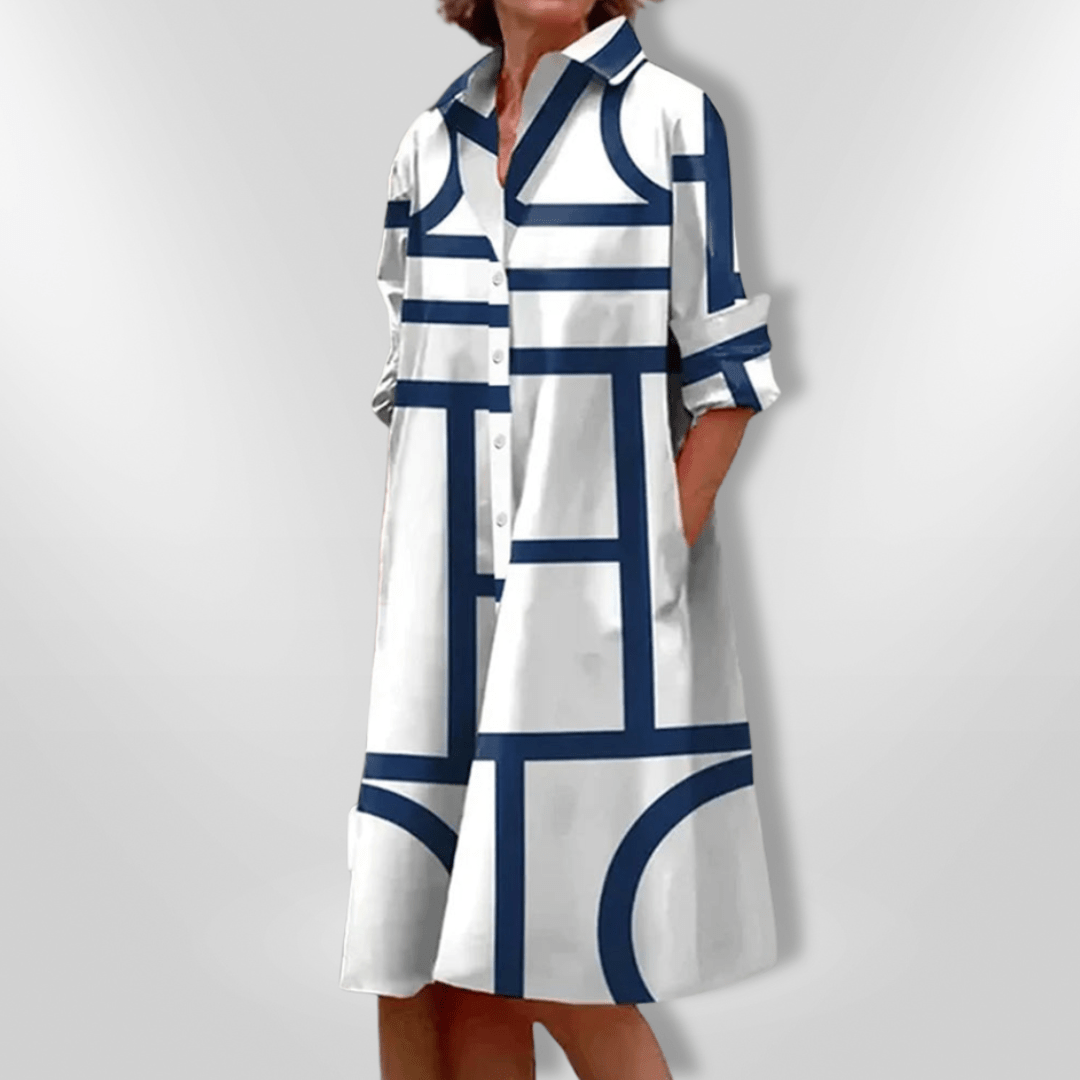 Helena Midi Dress with Geometric Pattern