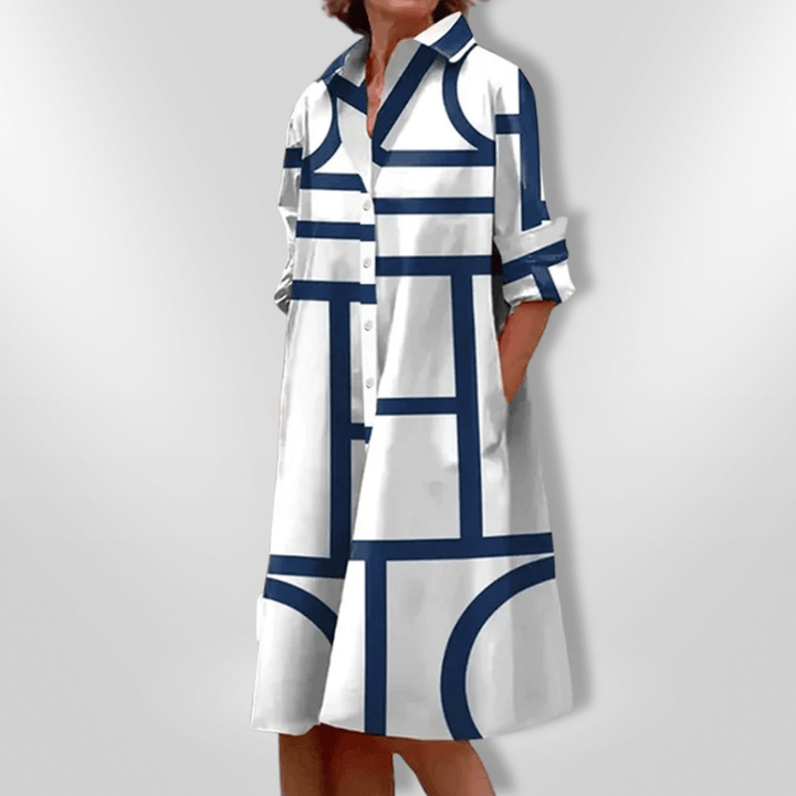 Helena Midi Dress with Geometric Pattern