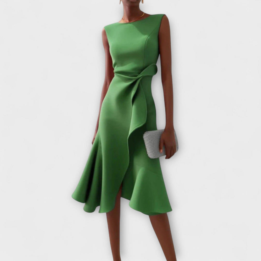 Juliette Draped Asymmetric Midi Dress