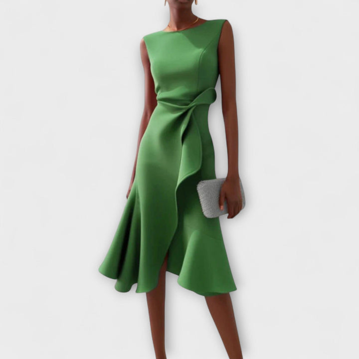Juliette Draped Asymmetric Midi Dress