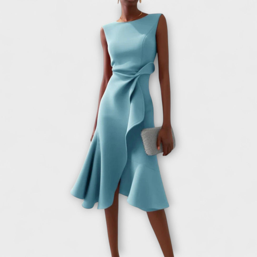 Juliette Draped Asymmetric Midi Dress