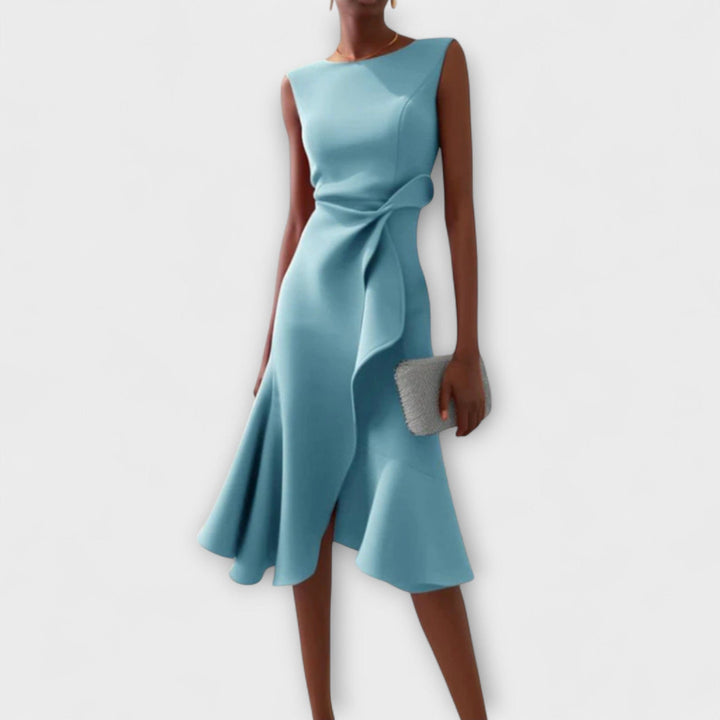 Juliette Draped Asymmetric Midi Dress
