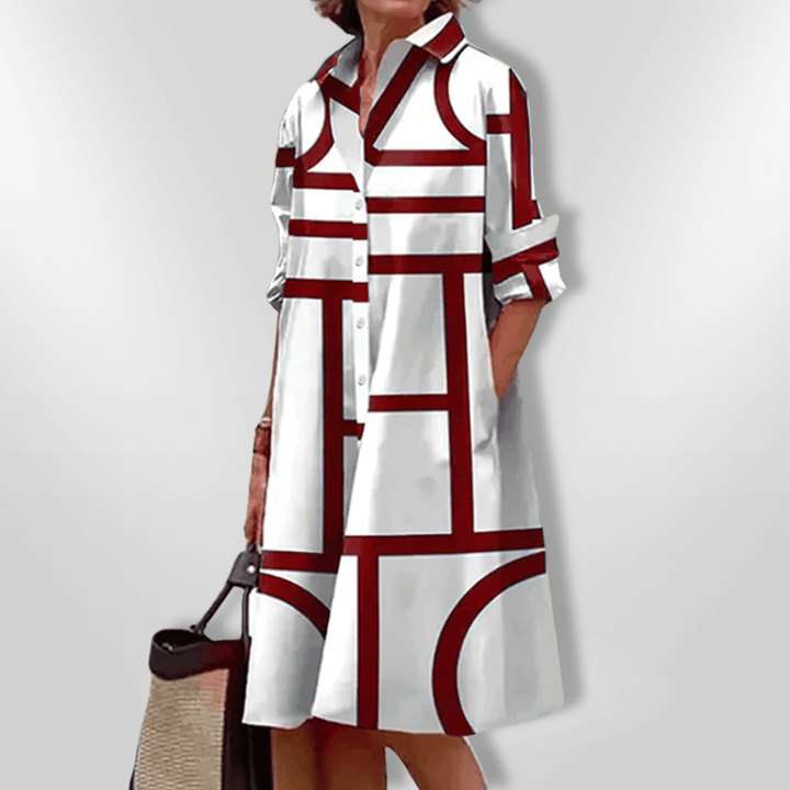 Helena Midi Dress with Geometric Pattern