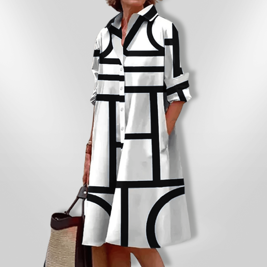 Helena Midi Dress with Geometric Pattern