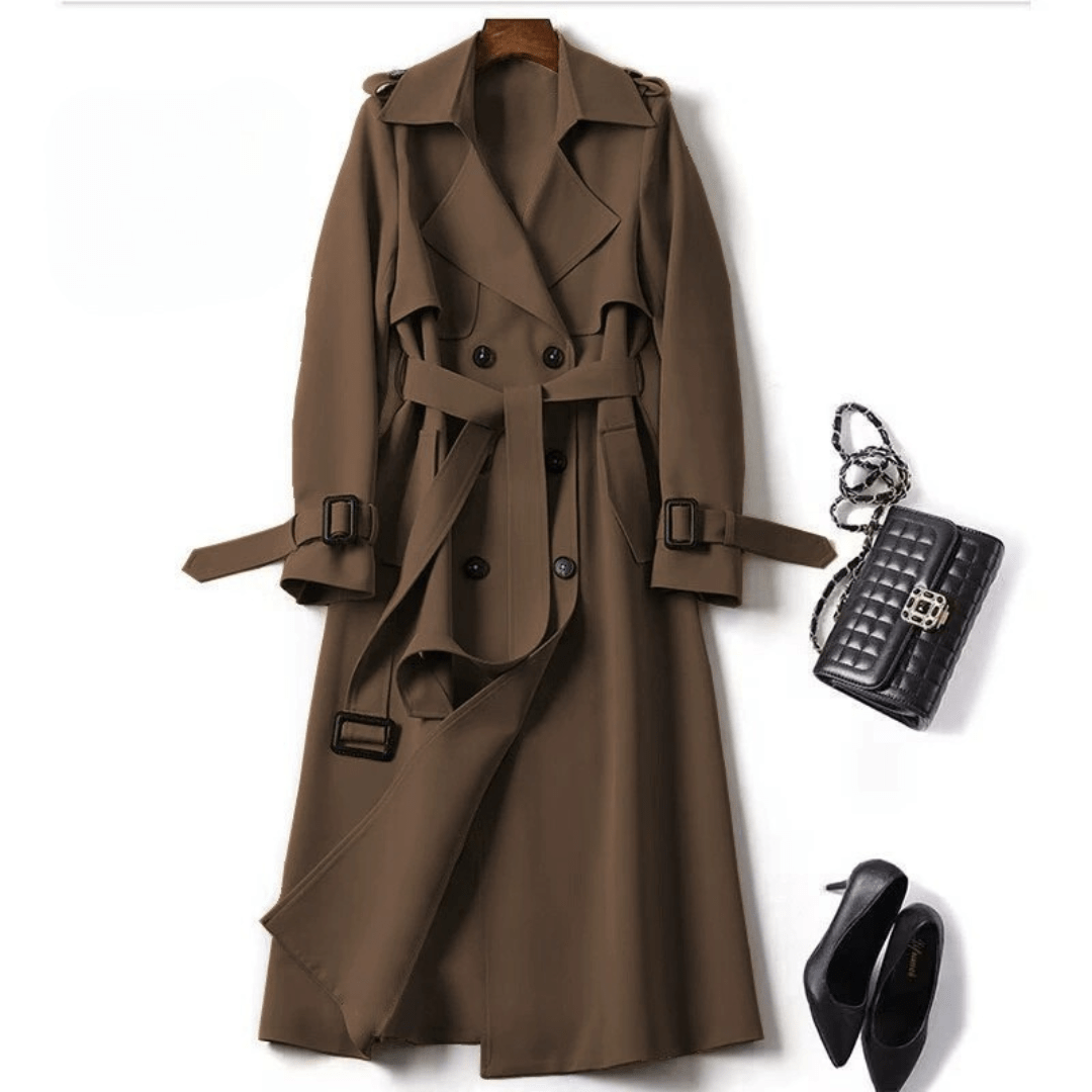 Womens Mid Length Trench Coat Spring Autumn New Korean Style Plus Size For Petite Trendy British Style Over The Knee Coat