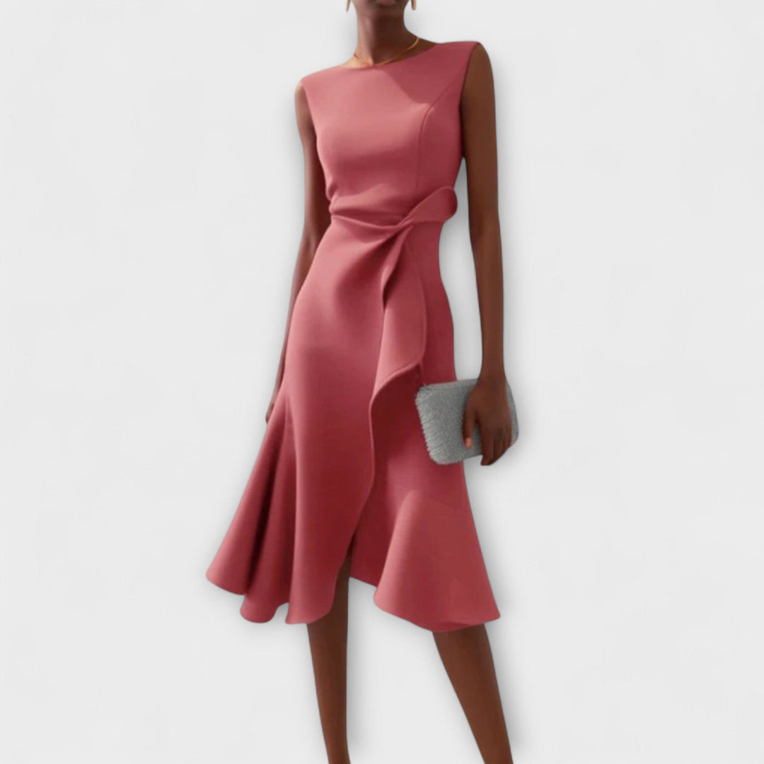 Juliette Draped Asymmetric Midi Dress