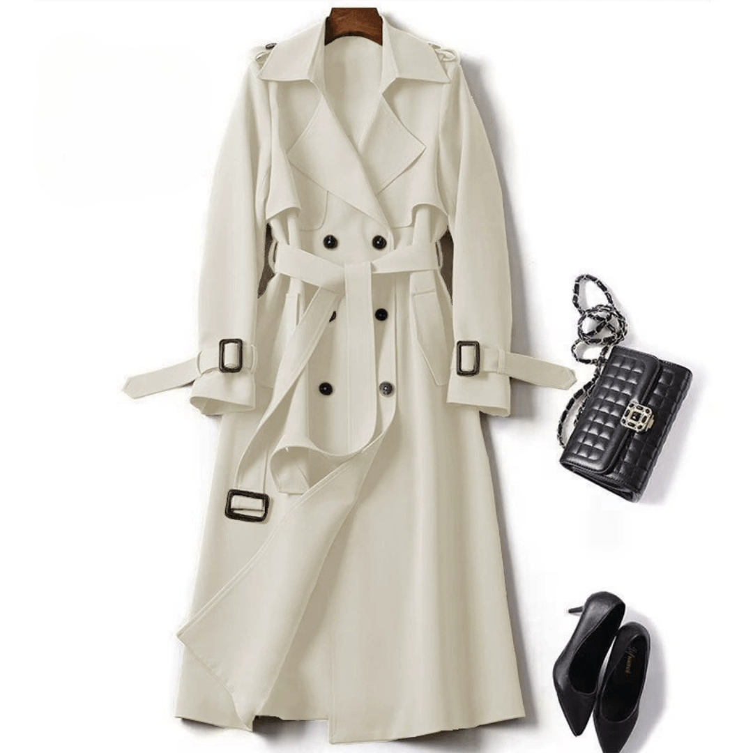 Womens Mid Length Trench Coat Spring Autumn New Korean Style Plus Size For Petite Trendy British Style Over The Knee Coat
