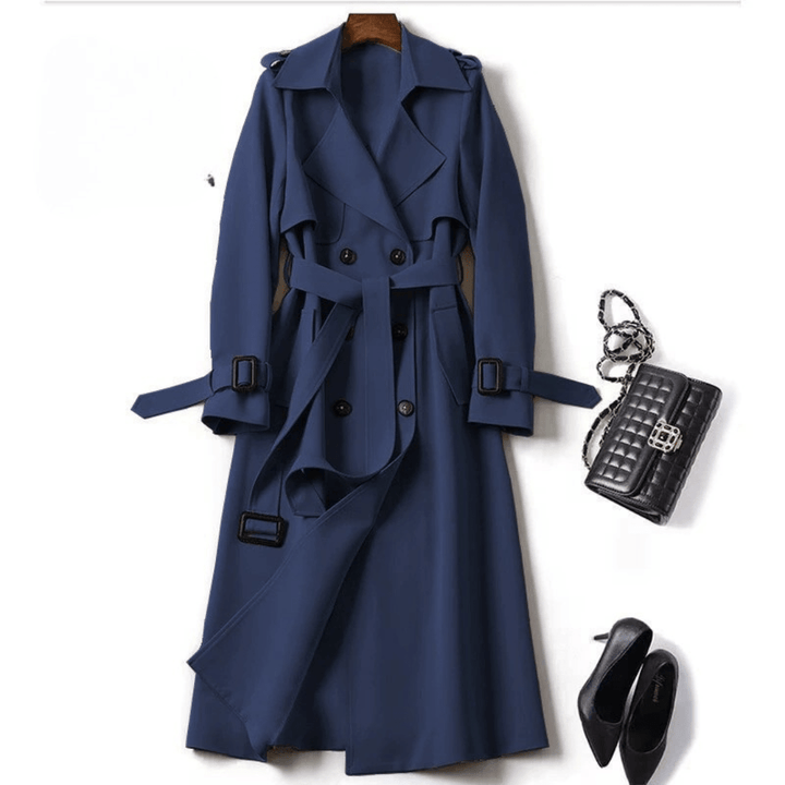 Womens Mid Length Trench Coat Spring Autumn New Korean Style Plus Size For Petite Trendy British Style Over The Knee Coat
