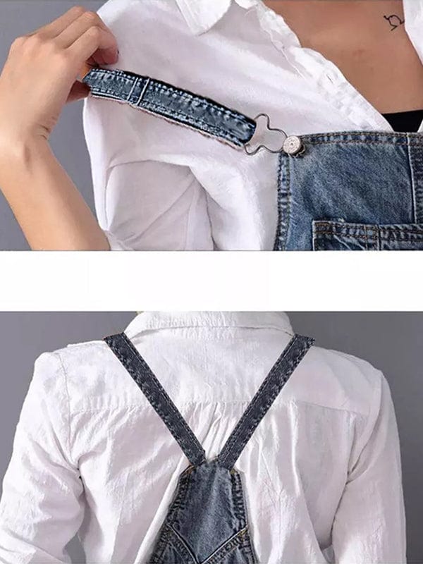 Pinafore Dress Made from Distressed Denim with Back Slit
