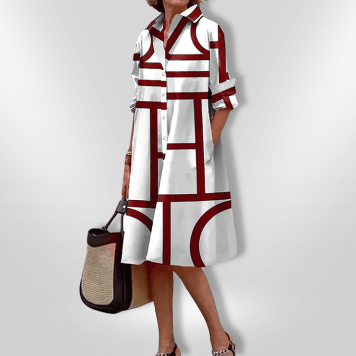Helena Midi Dress with Geometric Pattern