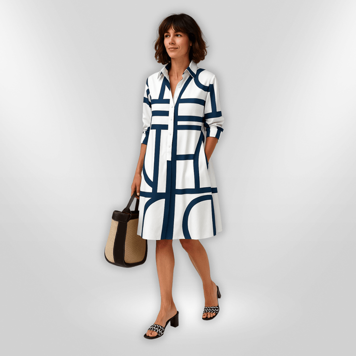 Helena Midi Dress with Geometric Pattern