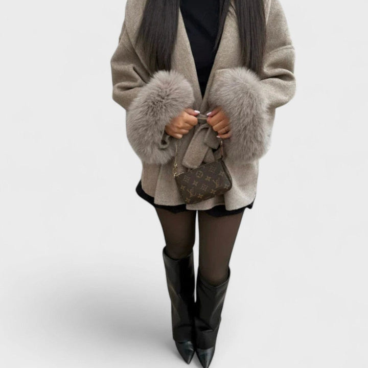 Mira Plush Cuff Wool Coat