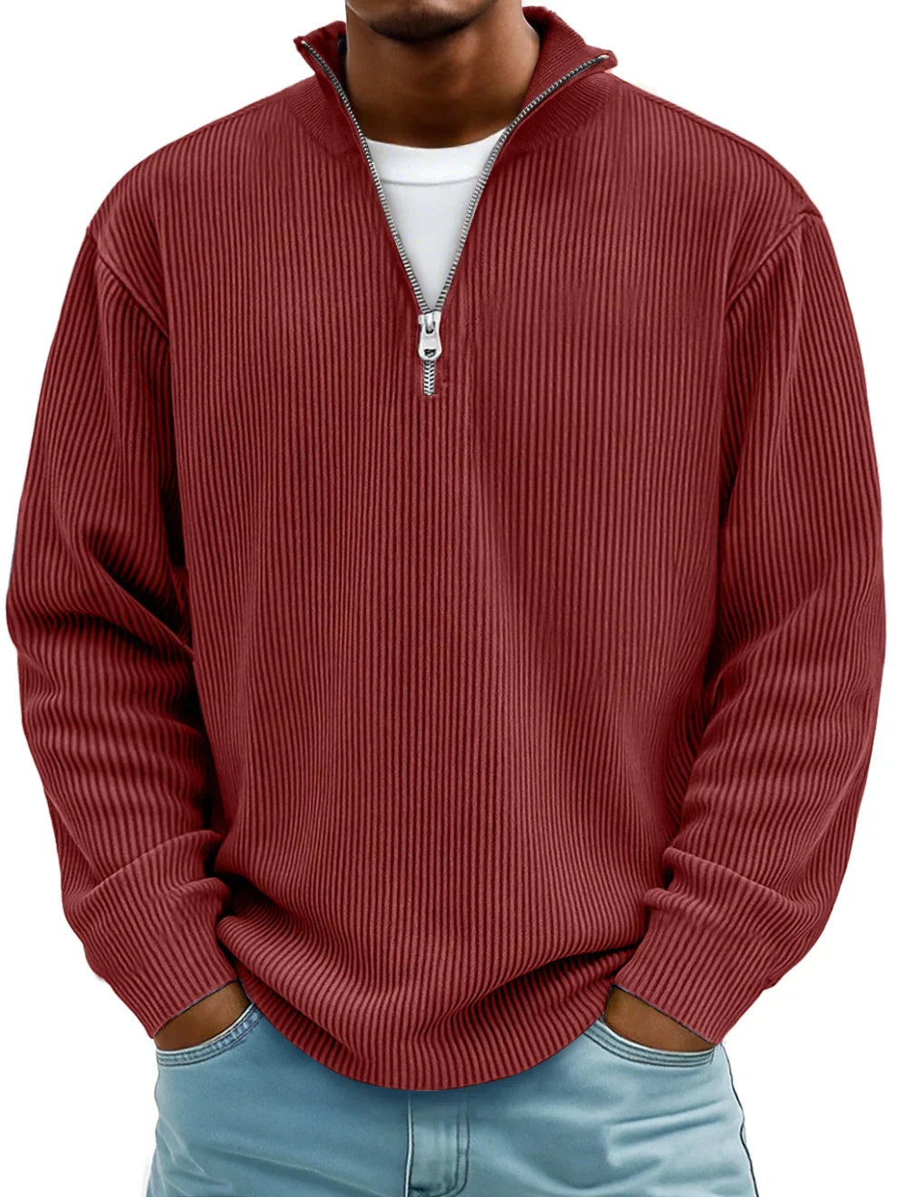 Tate Core-Rib Mock Sweater