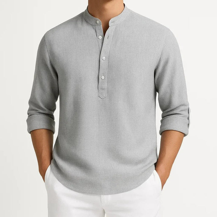 Günter - Men's cotton shirt with stand-up collar