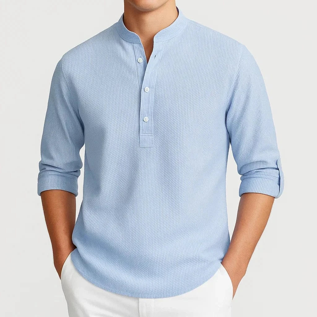 Günter - Men's cotton shirt with stand-up collar