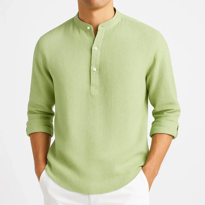 Günter - Men's cotton shirt with stand-up collar
