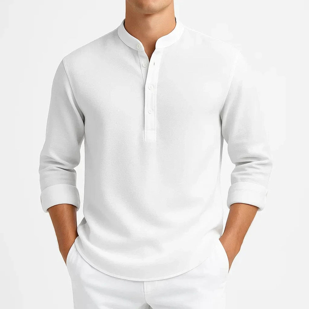 Günter - Men's cotton shirt with stand-up collar