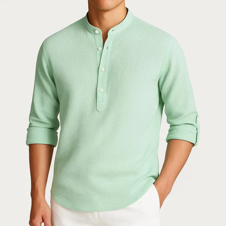 Günter - Men's cotton shirt with stand-up collar