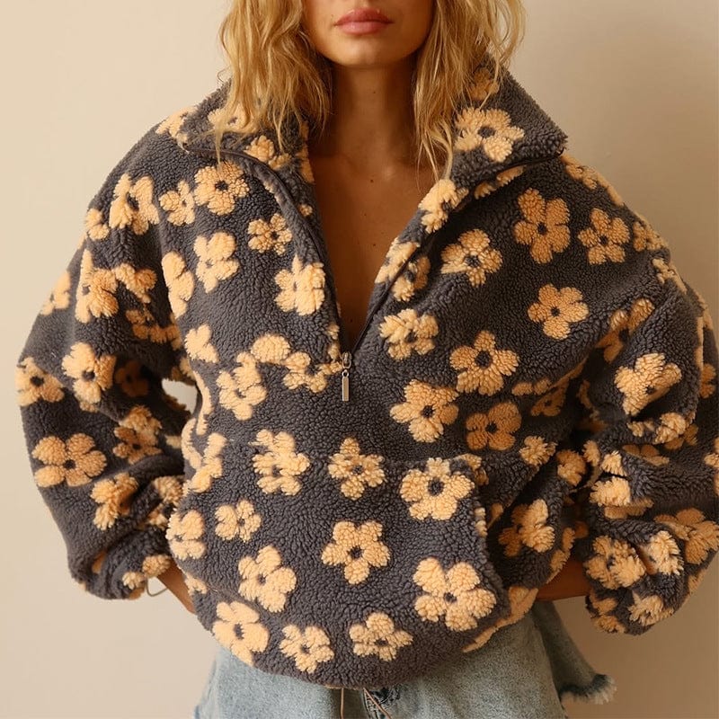 Marlen Flower Print Zip Jacket