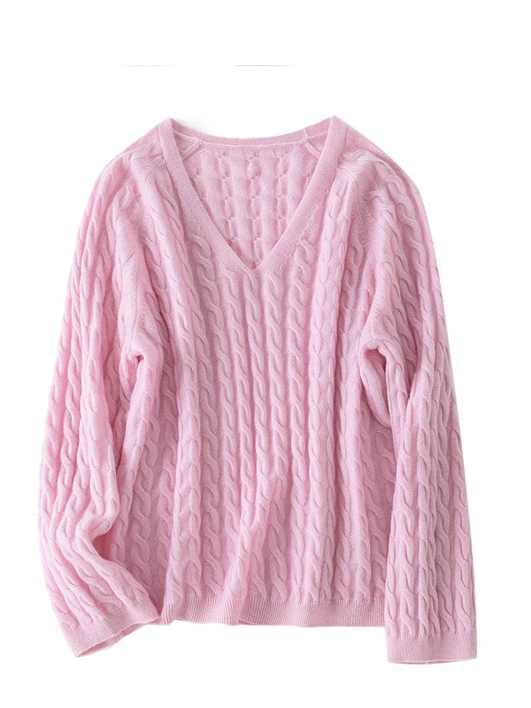 Aurélie Cashmere Cable V-Neck