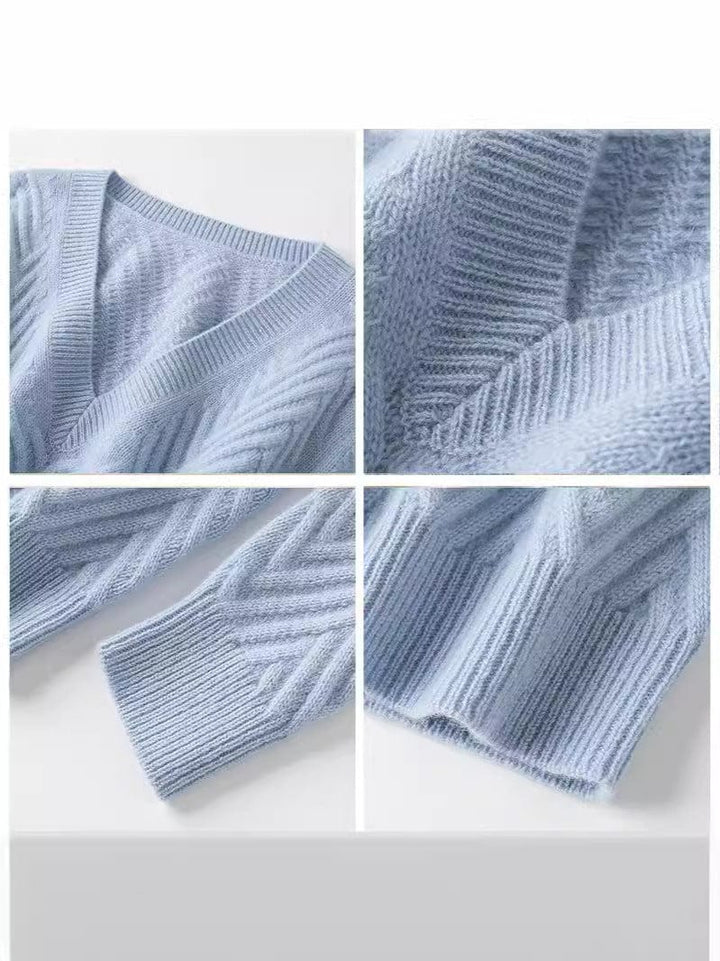 Elara Cashmere Chevron V-Neck