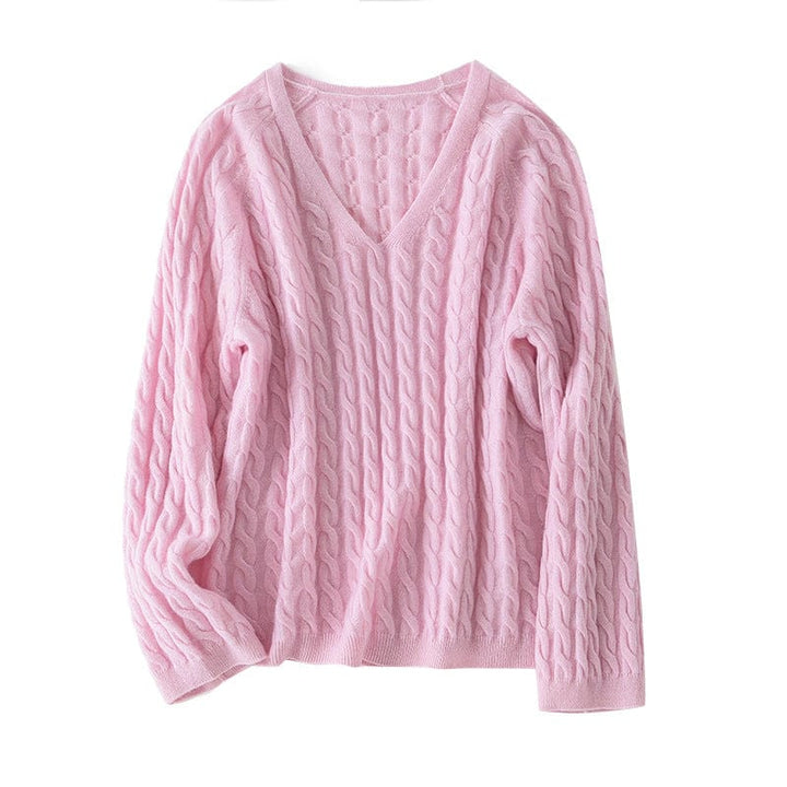 Aurélie Cashmere Cable V-Neck
