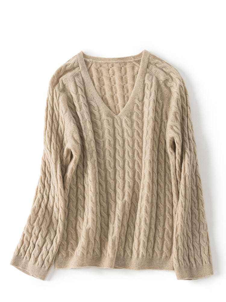 Aurélie Cashmere Cable V-Neck